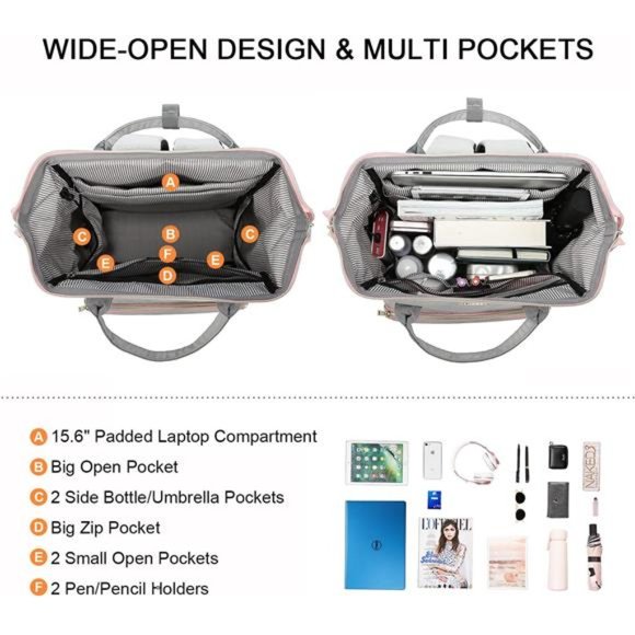 Laptop Backpack for Women Fashion Travel Backpack Purse 15.6 Inch Large Capacity - Picture 2 of 7